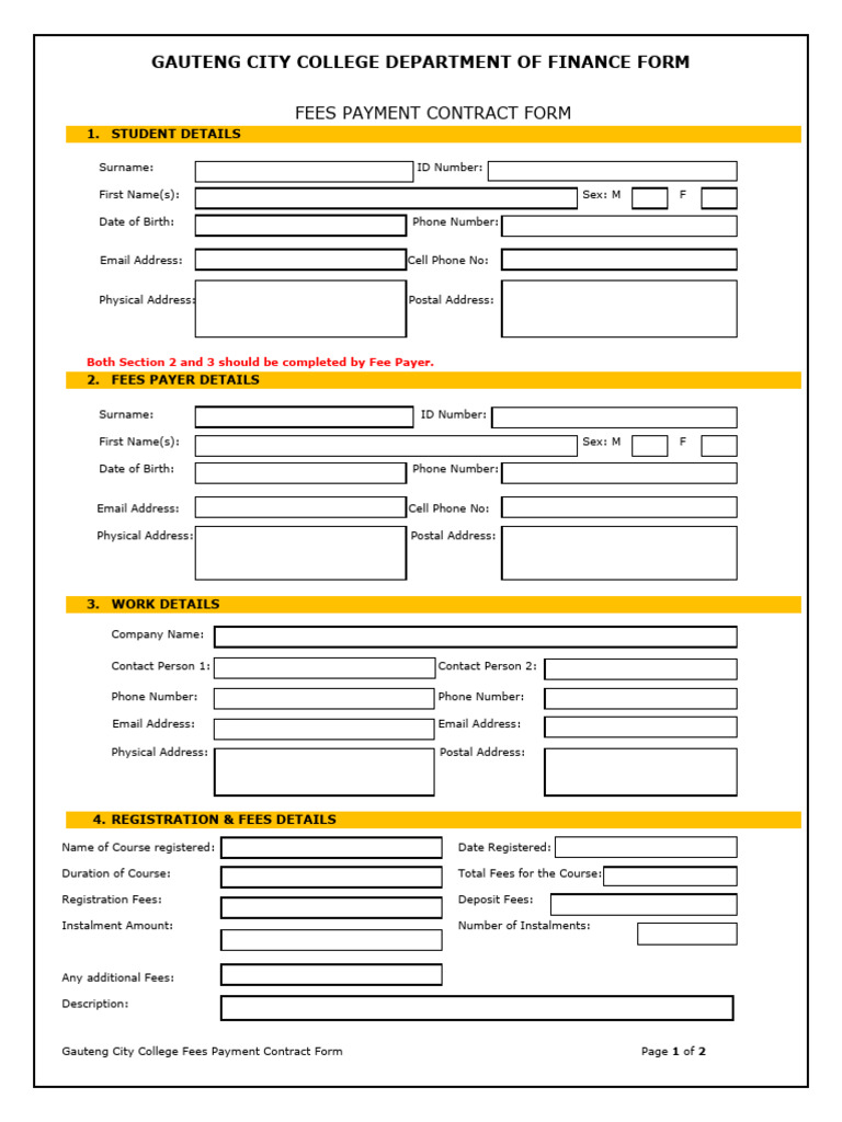 Gauteng City College Fees Contract Form | PDF | Fee | Justice