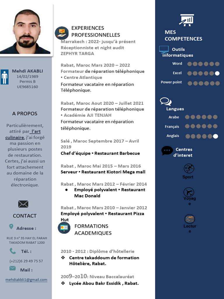 Profil professionnel de Mehdi Akabli | PDF