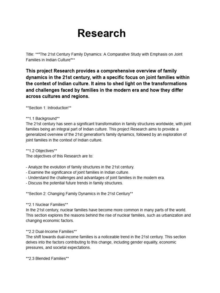 The 21st century family dynamics a comparative study with emphasis on