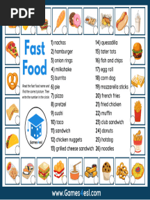 Fast Food List PDF