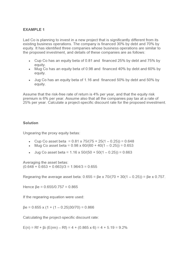Project-Specific Discount Rate Calculation | PDF | Finance & Money ...