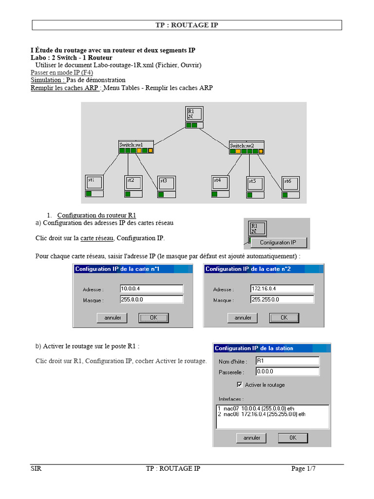 Configuration et Tests de Routage IP | PDF