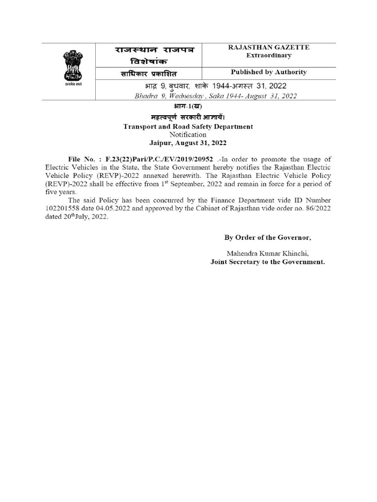 Electric Vehicle Policy PDF