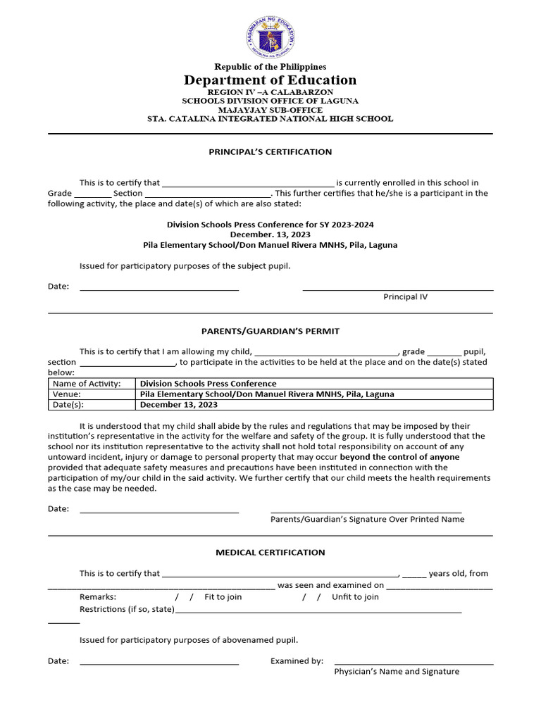 Sample Certification Permit Medical Fordspc Long Bond | PDF