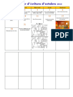 Calendrier Écriture Octobre 2023