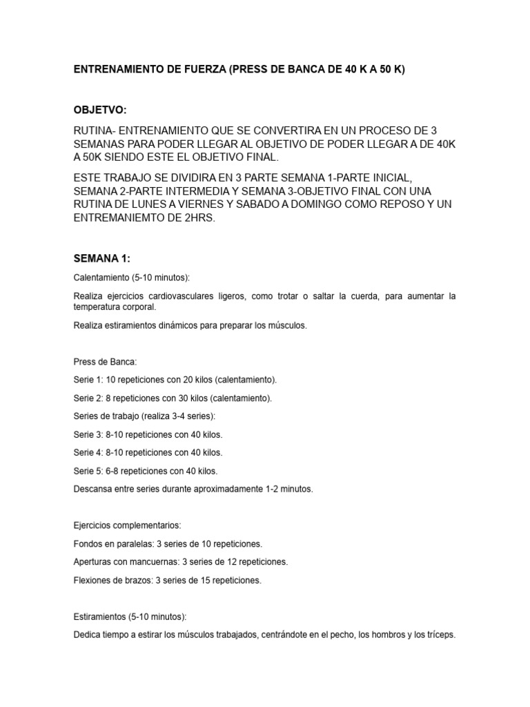 Programacion Del Entrenamiento De Fuerza | Entrenamiento De Fuerza | Fuerza