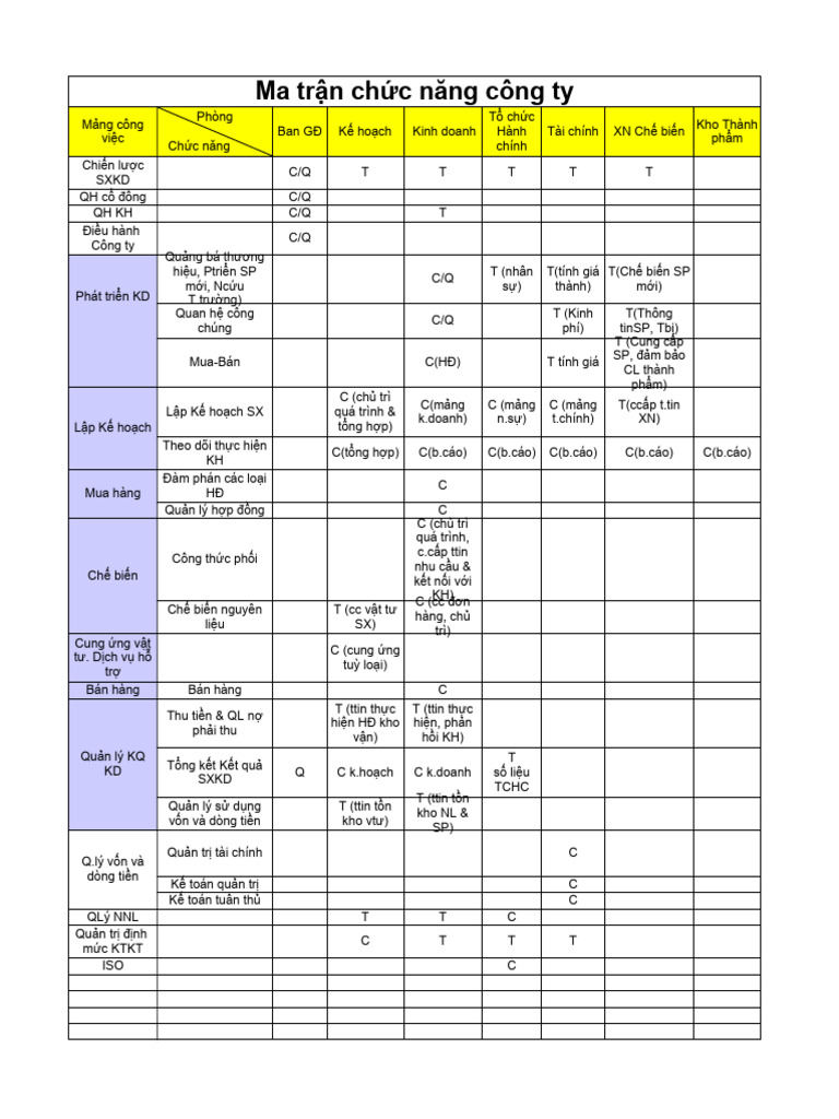 2 Ma Tran Chuc Nang Cong Ty | PDF