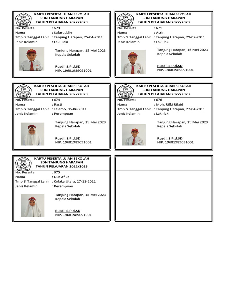 Kartu peserta ujian sekolah pdf