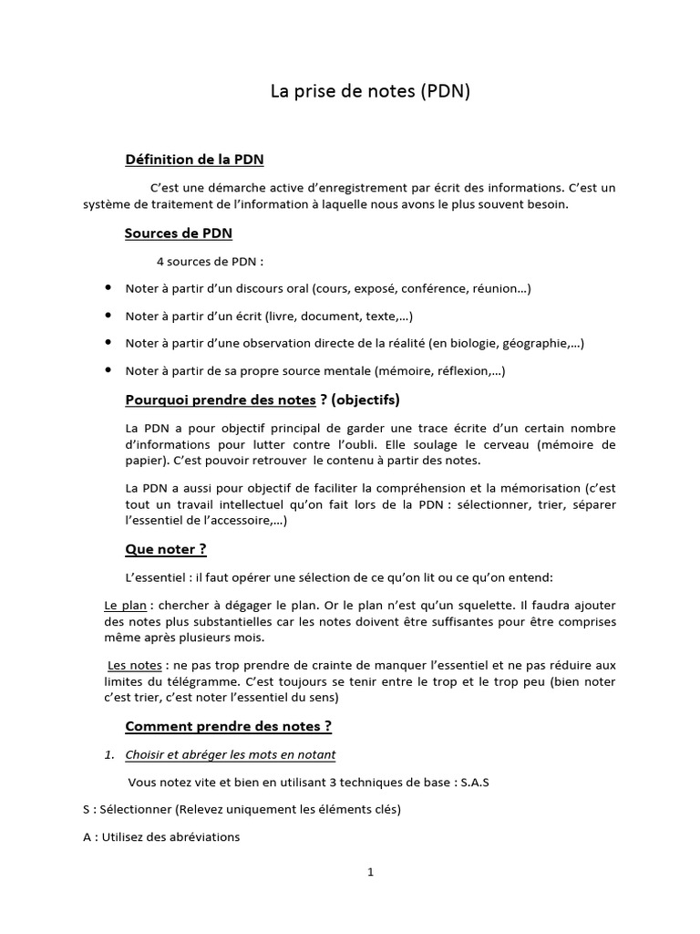 Techniques de Prise de Notes Efficaces | PDF | Prédicat (Grammaire ...