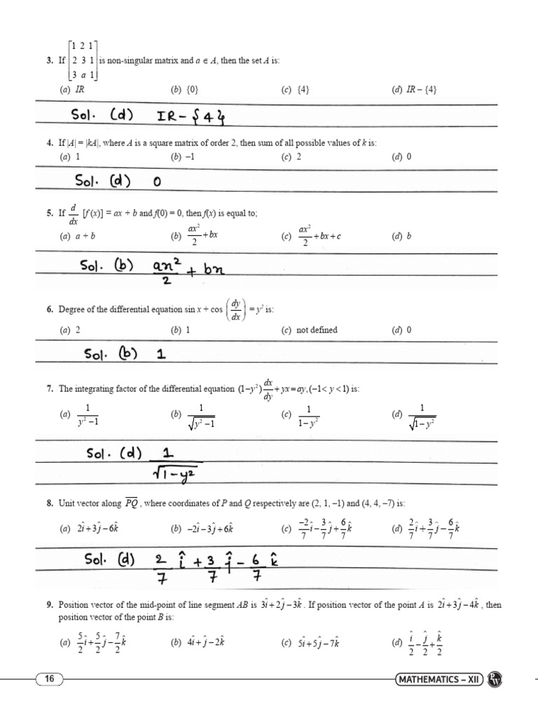Maths Handwritten Answer Sheet | PDF