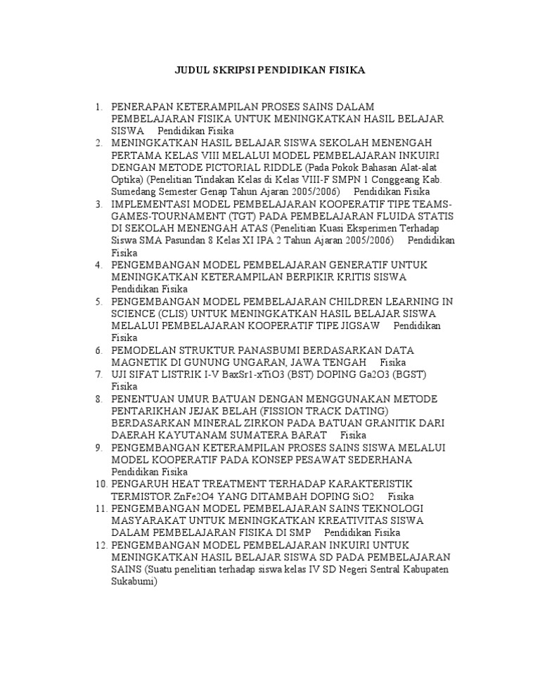 Judul Skripsi Fisika