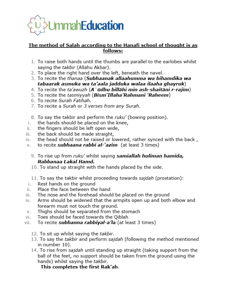 Salah The Methods of Salah | PDF