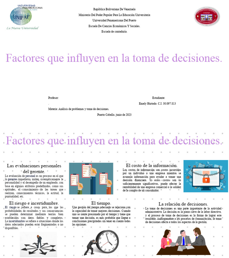 Factores Que Influyen en La Toma de Decisiones | PDF