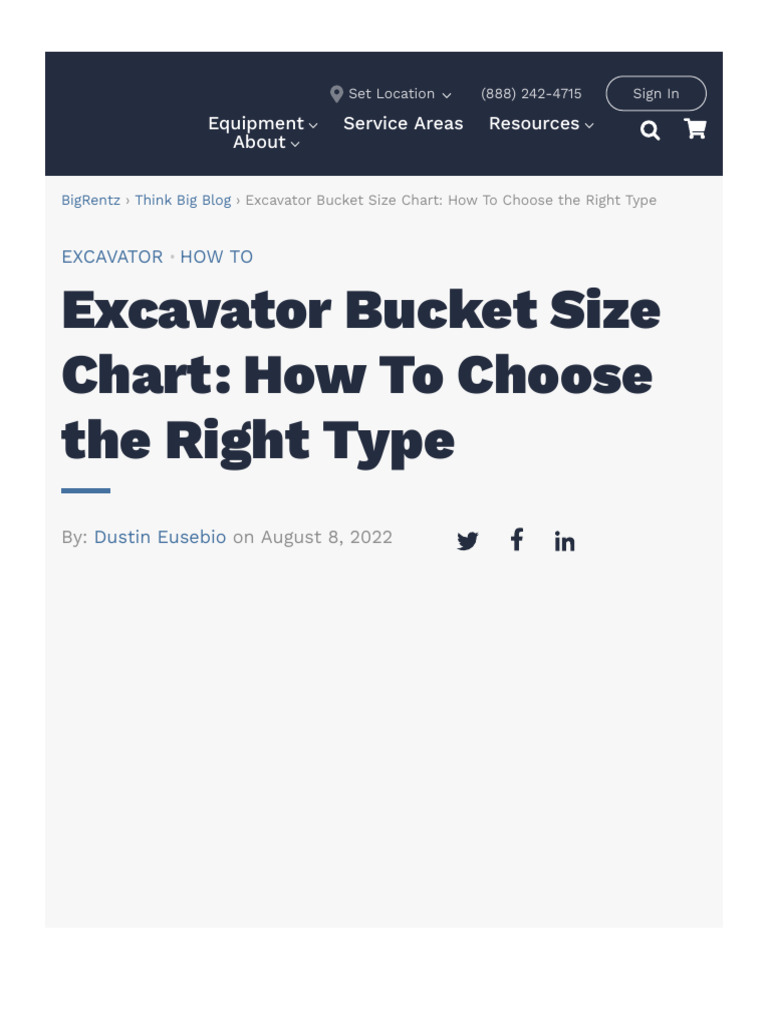 Excavator Bucket Size Chart How To Choose The Right Type BigRentz PDF