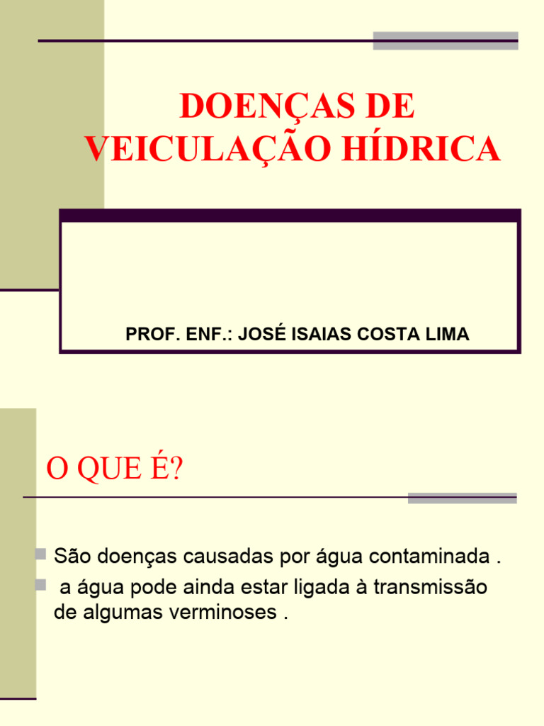 Doenças de Veiculação Hídrica: Prevenção e Sintomas | PDF | Ciências e ...
