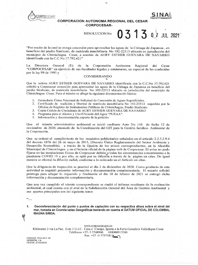 Resolucion 0313 07 07 2021 DG | PDF
