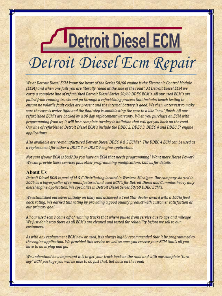 Detroit Diesel Ecm Repair PDF (PDFy Mirror) PDF Diesel Engine