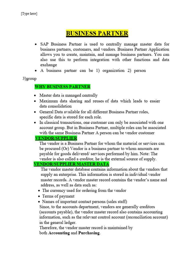 LECTURE 6 S4Hana Business Partner Configuring | PDF