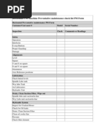 Horizontal CNC Machine Preventative Maintenance Check List PM Form