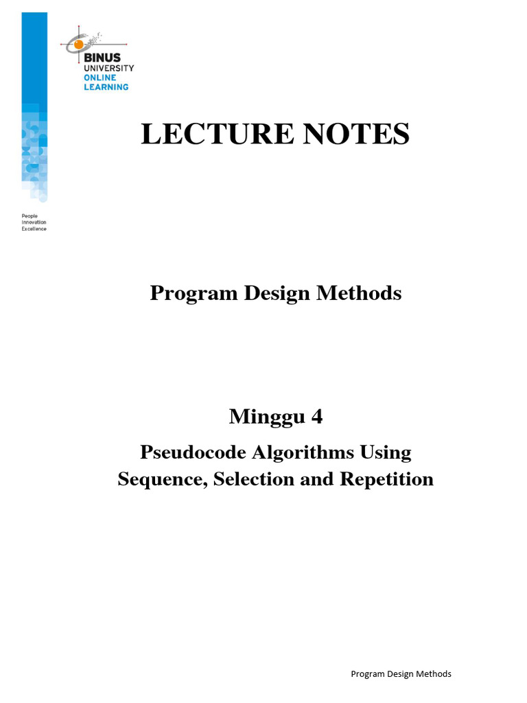 Pseudocode Algorithms Using Sequence, Selection and Repetition | PDF