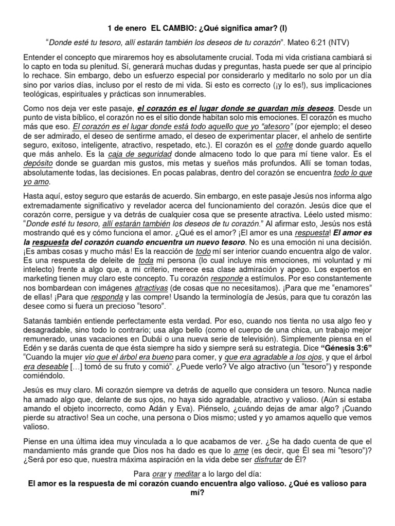 1 de enero EL CAMBIO Devocional Cristiano PDF Amor
