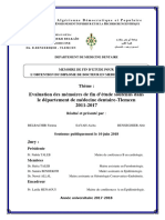 Evaluation Des Memoires de Fin Detude Soutenus Dans Le Departement de Medecine Dentaire