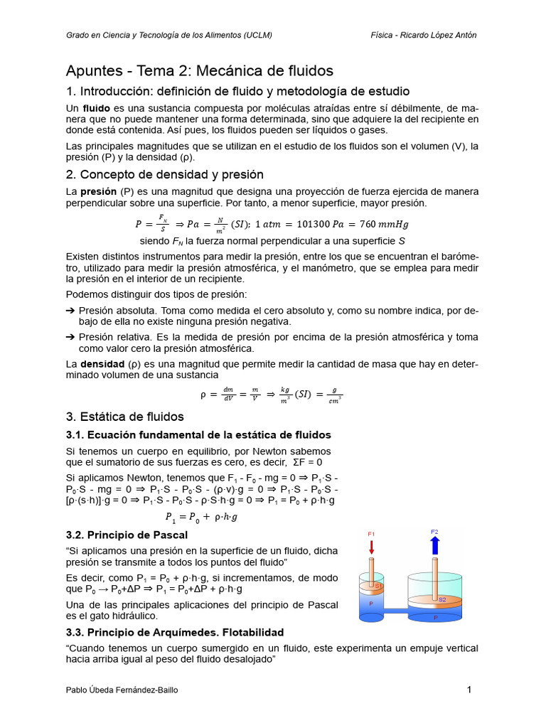 Mecánica de Fluidos: Conceptos Clave | PDF