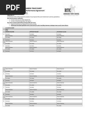 PHYSICAL PLANNING PROGRESS TRACK SHEET KASHIJA WARD