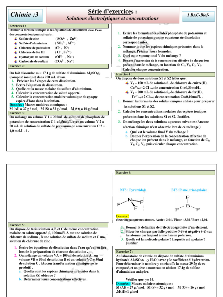 Solutions et concentrations en chimie | PDF | Ion | Polarité (chimie)