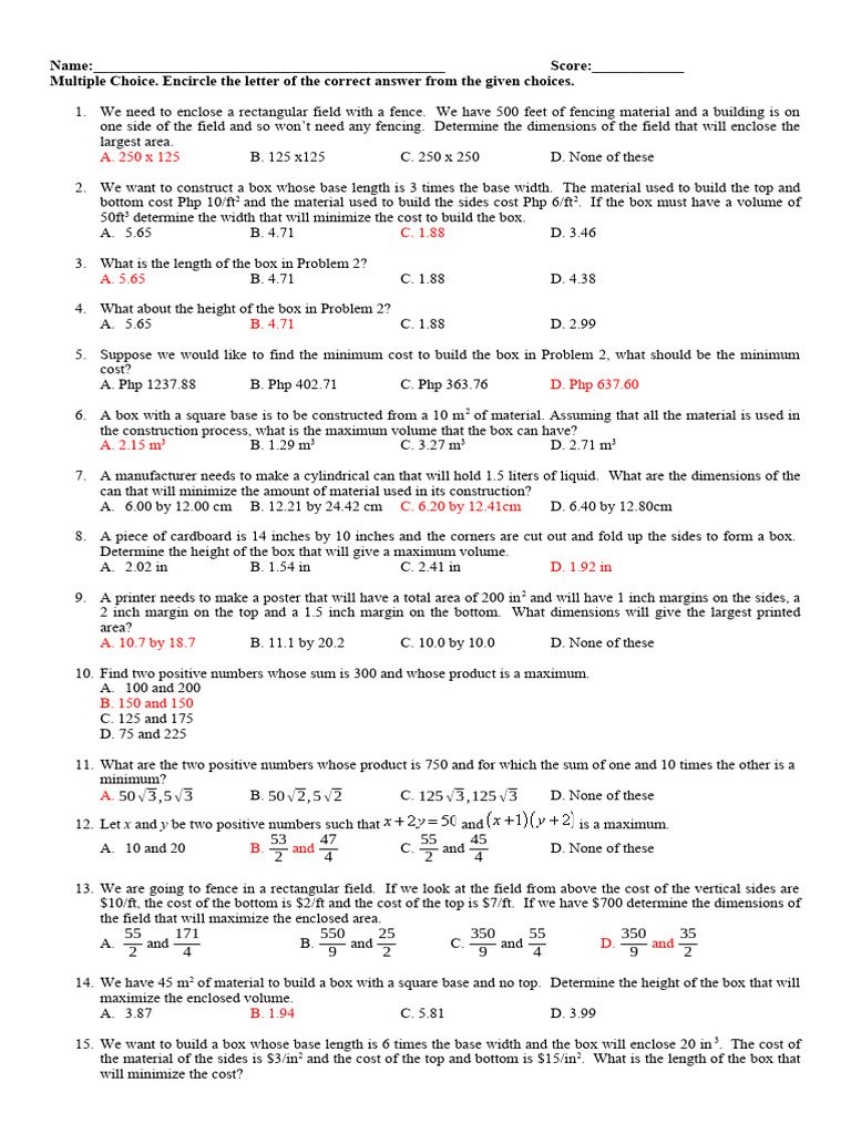 Aggie Optimization Problems Day 2 | PDF | Teaching Methods & Materials ...