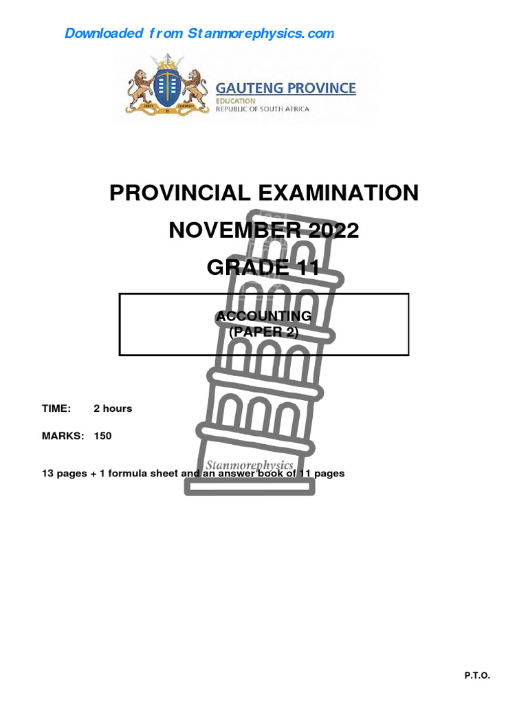 GP Accounting Grade 11 November 2022 P2 and Memo PDF