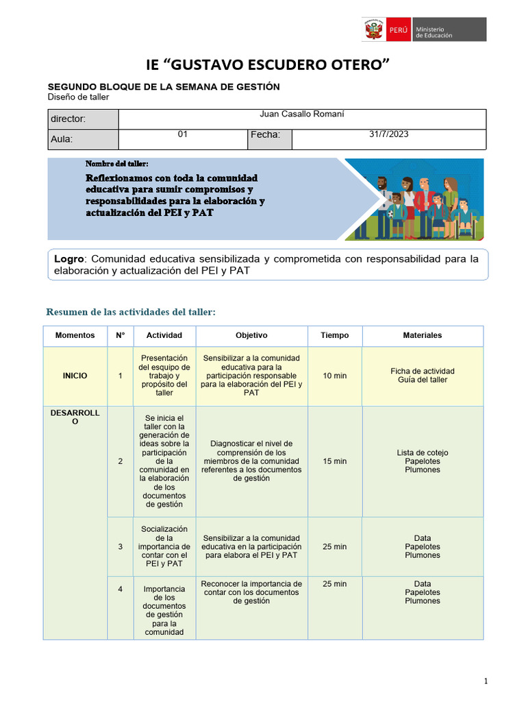 Material 3 - Formato para Diseño de Taller | PDF