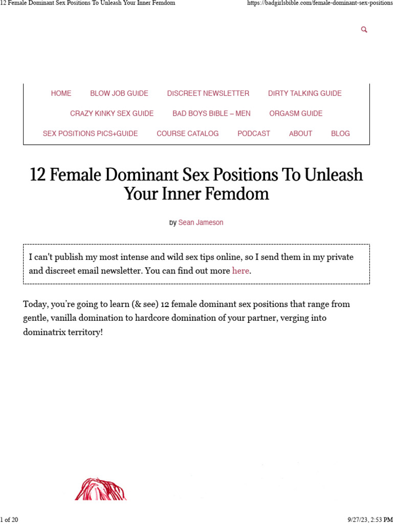 12 Female Dominant Sex Positions To Unleash Your Inner Femdom PDF