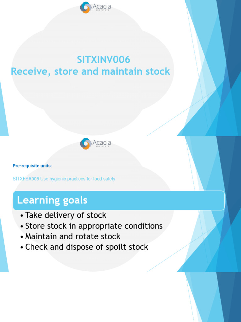 SITXINV006 learner guide (1) PDF Shelf Life Refrigerator