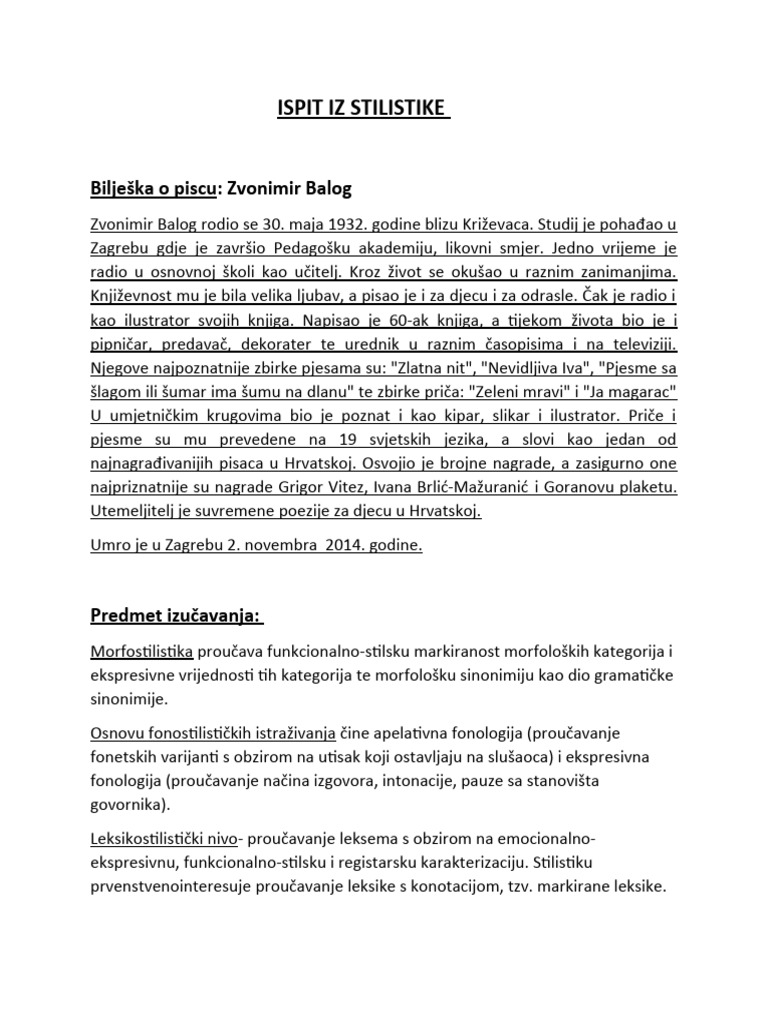 Analiz Iz Stilistike Manja | PDF
