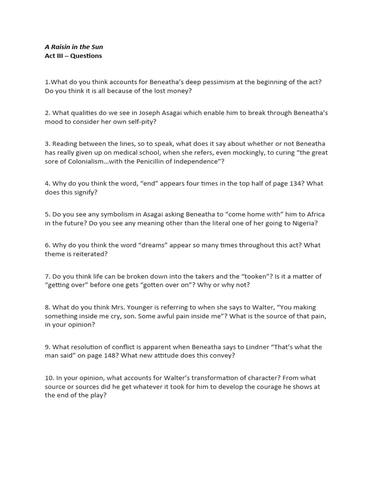 Act 3 Questions | PDF