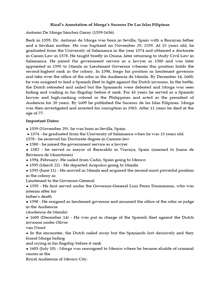 Rizal's Annotation of Morga | PDF | Travel | Classics