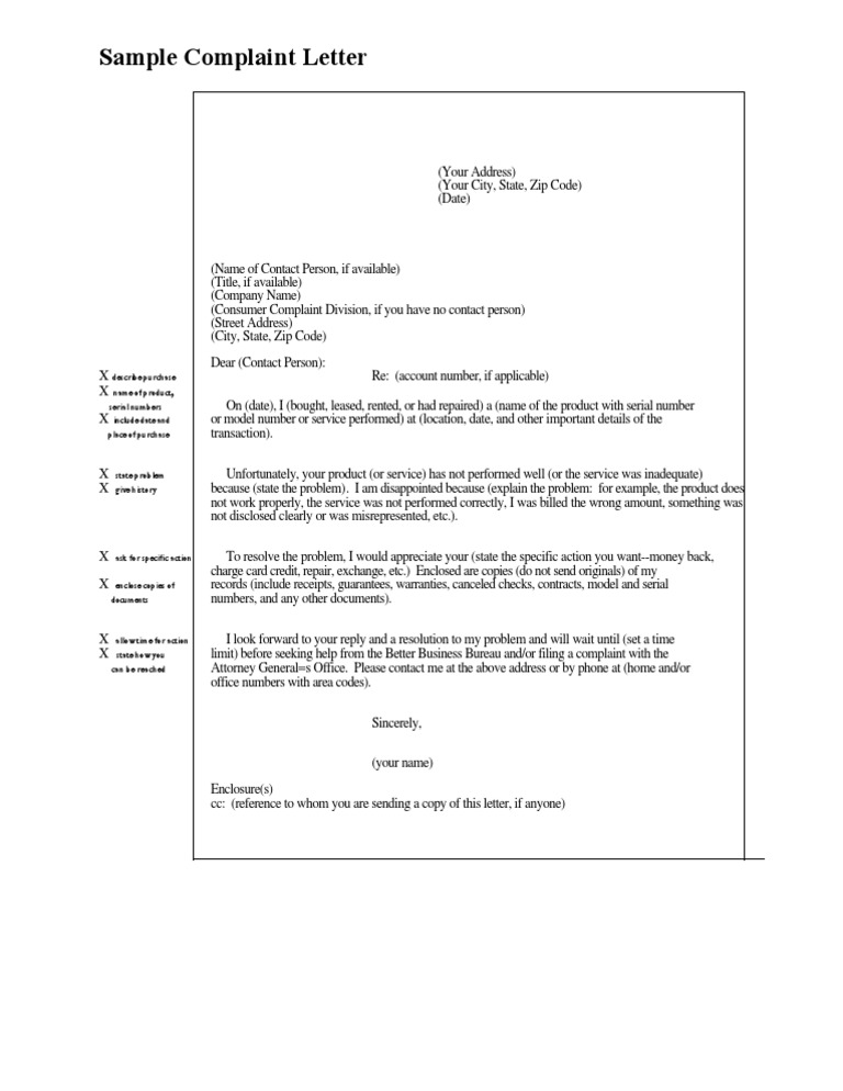 Sample Complaint Letter | Pdf