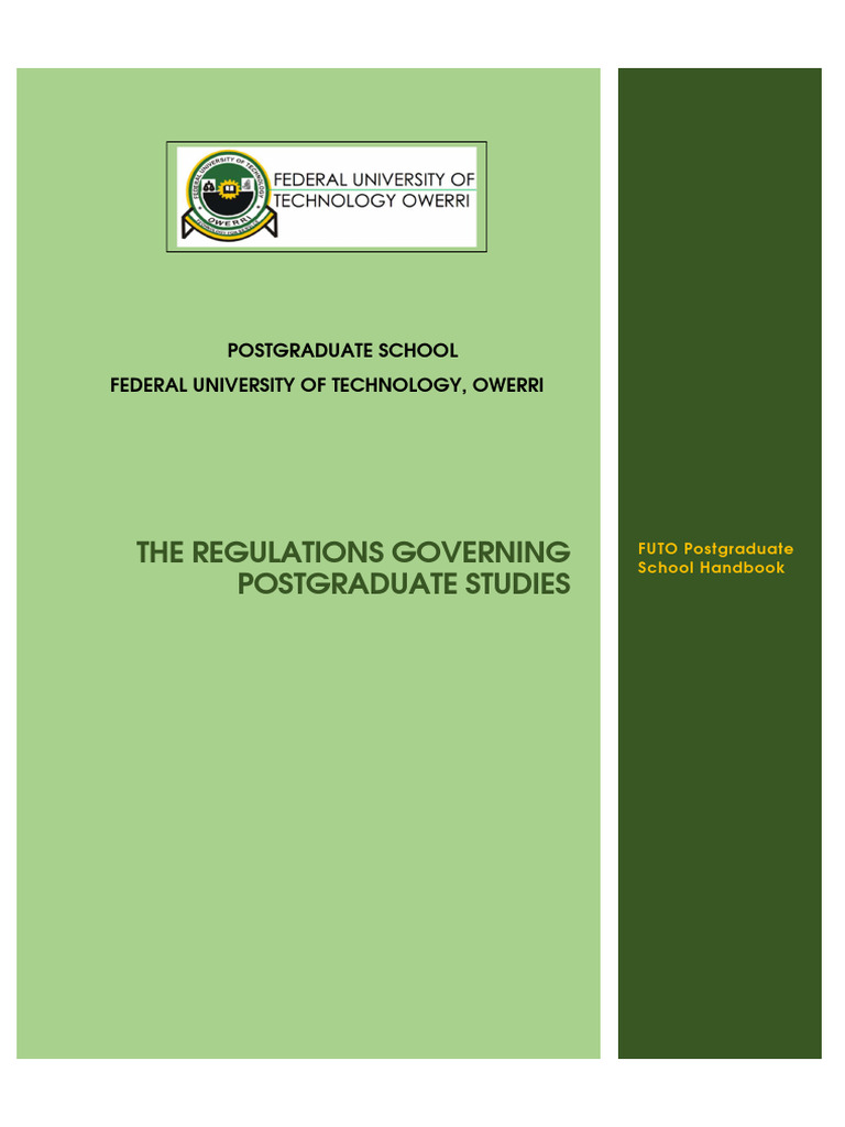 FUTO Postgraduate Studies Regulations | PDF | Career & Growth