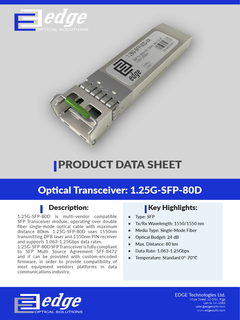 1.25G SFP 80D | PDF | Computers