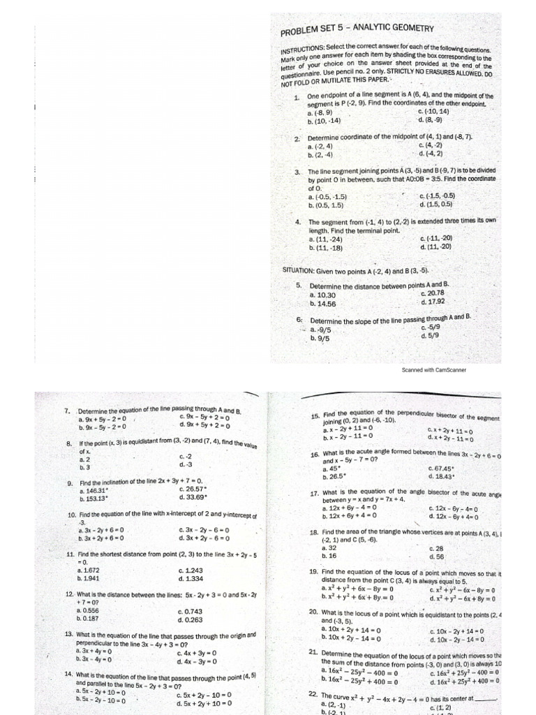 Analytic Geometry Problems | PDF