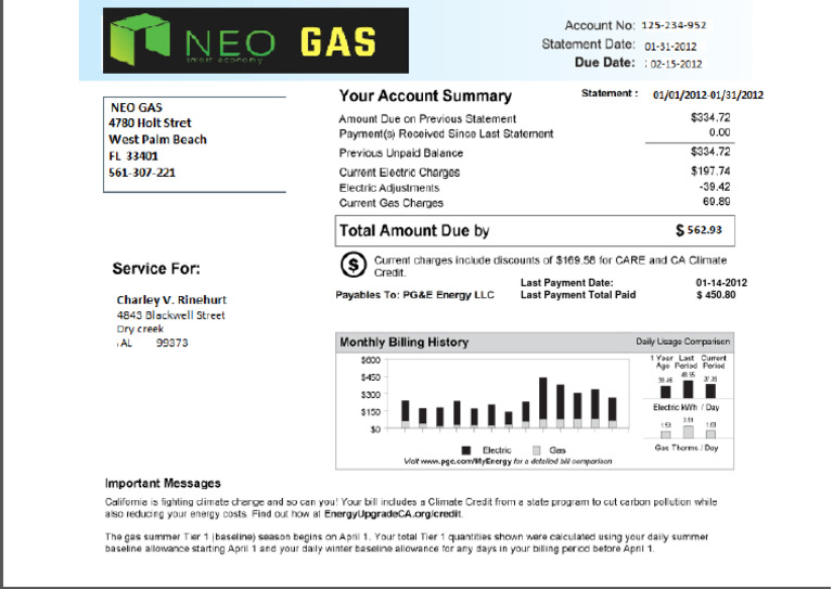 Utility Bill Payment Summary | PDF