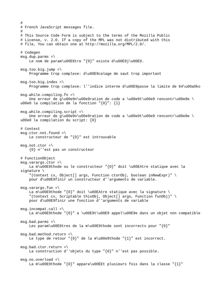Messages d'erreur JavaScript en français | PDF | Structure de contrôle ...
