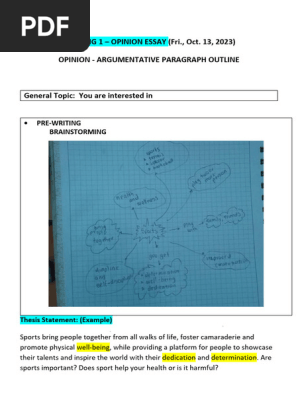 ARGUMENTATIVE PARAGRAPH OUTLINE 