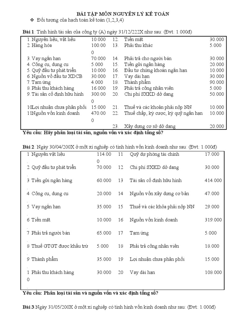 Bai Tap Nguyen Ly Ke Toan | PDF