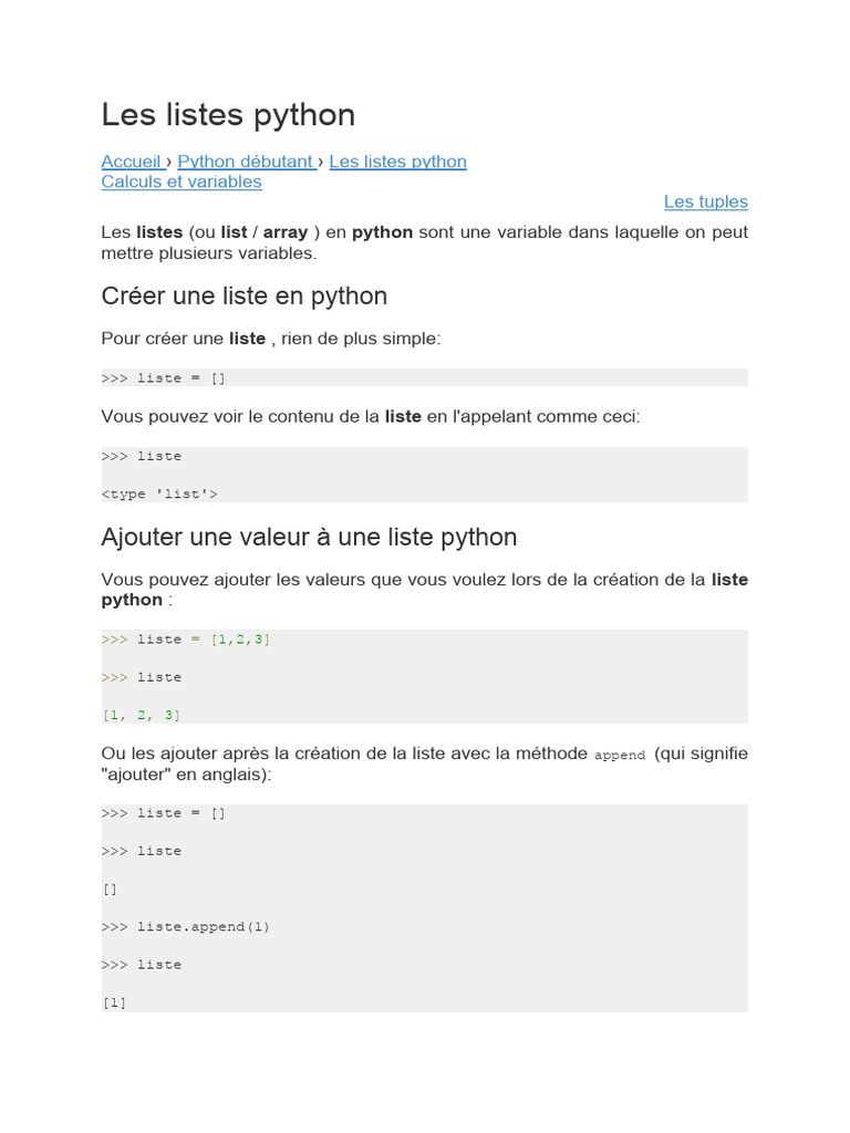 Les Listes Python | PDF