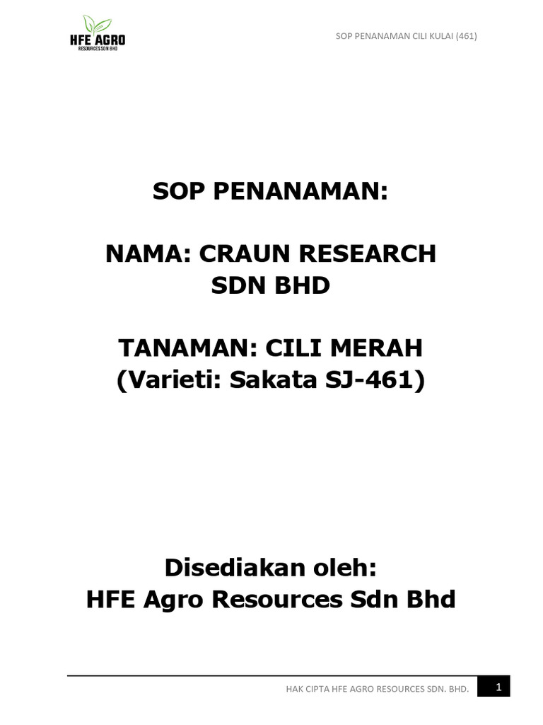 SOP Penanaman Cili Kulai 461 | PDF