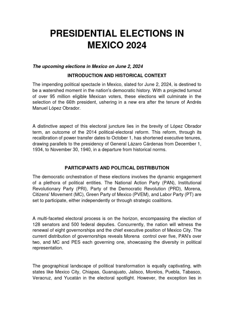 PRESIDENTIAL ELECTIONS IN MEXICO 2024 PDF