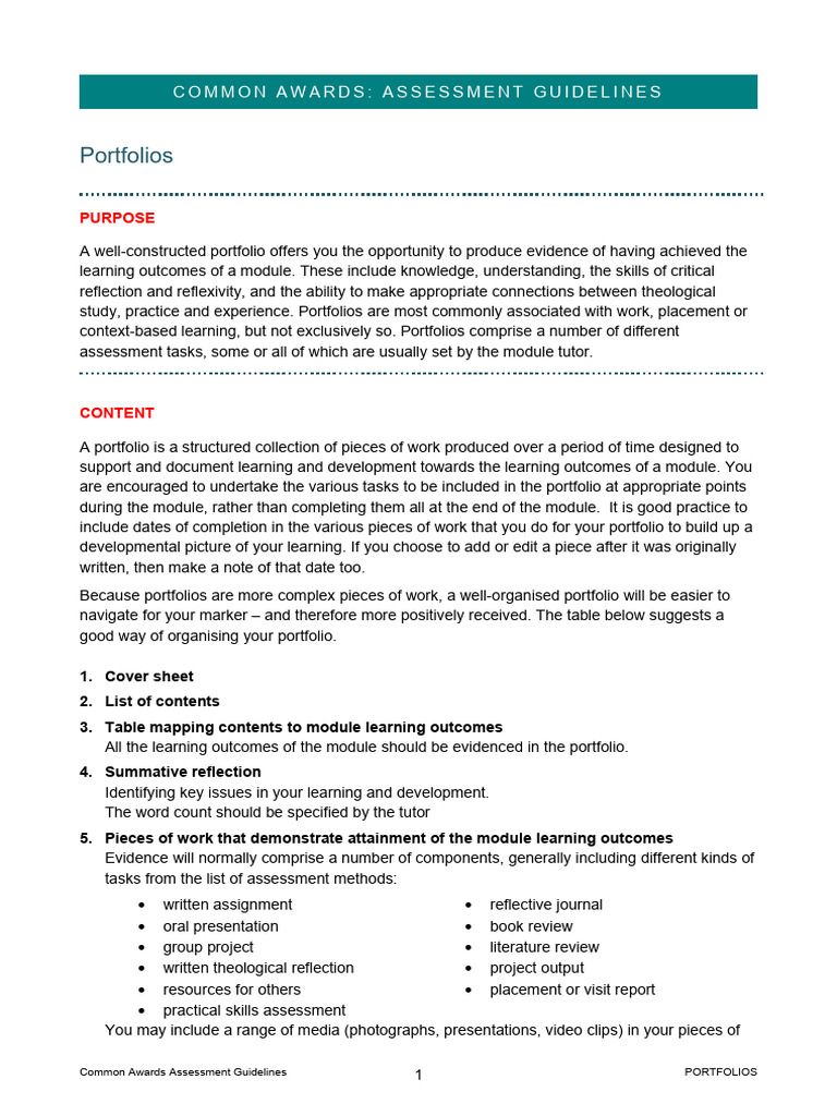 AssessmentGuidelines Portfolios PDF