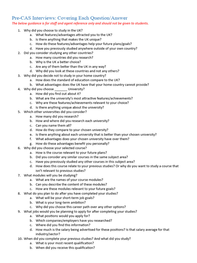 Pre-CAS_Interview_Guide | PDF